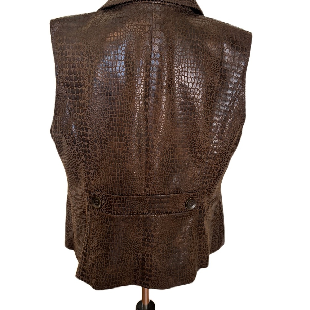 Multiples Crocodile Pattern Brown Vest - image 4